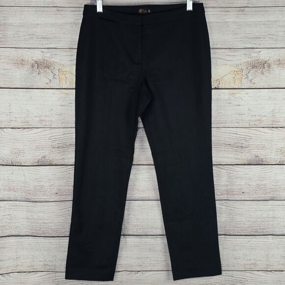 L.L. Bean Women Stretch Wool Ankle Straight Pants Career Trouser Black 6 Petite - Picture 2 of 9